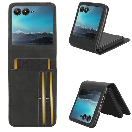 For Motorola Razr 40 Ultra Skin Feel Card Slot Leather Phone Case(Black) - Motorola Cases by buy2fix | Online Shopping UK | buy2fix