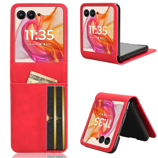 For Motorola Razr 50 Ultra Skin Feel Card Slot Leather Phone Case(Red) - Motorola Cases by buy2fix | Online Shopping UK | buy2fix