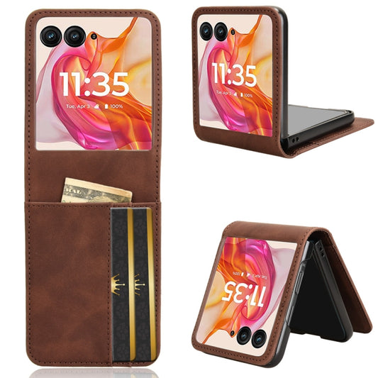 For Motorola Razr 50 Ultra Skin Feel Card Slot Leather Phone Case(Brown) - Motorola Cases by buy2fix | Online Shopping UK | buy2fix