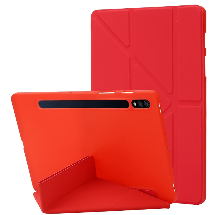 For Samsung Galaxy Tab S9 Deformation Silicone Leather Tablet Case(Red) - Galaxy Tab S9 Cases by buy2fix | Online Shopping UK | buy2fix