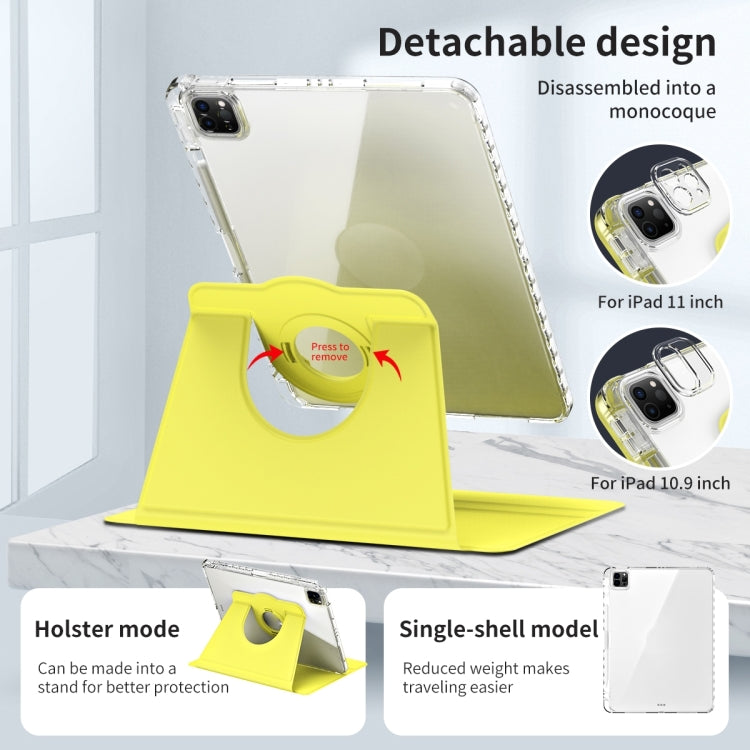 For iPad Pro 11 2024 360 Rotation Detachable Clear Acrylic Leather Tablet Case(Yellow) - iPad Pro 11 2024 Cases by buy2fix | Online Shopping UK | buy2fix