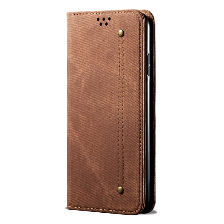 For Xiaomi Redmi K70/K70 Pro Denim Texture Casual Style Horizontal Flip Leather Case(Brown) - K70 Pro Cases by buy2fix | Online Shopping UK | buy2fix