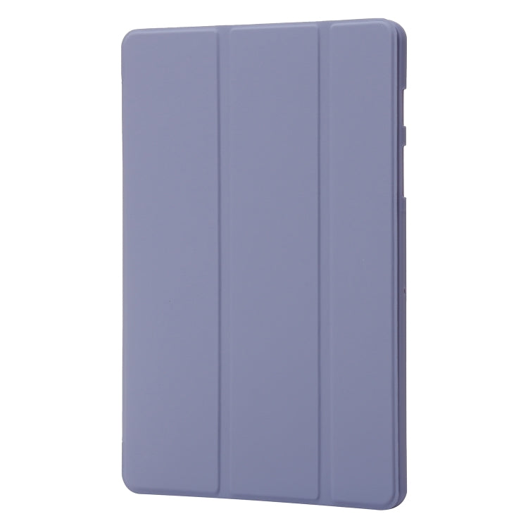 For Samsung Galaxy Tab S9 3-Fold Holder Silicone Leather Tablet Case(Purple) - Galaxy Tab S9 Cases by buy2fix | Online Shopping UK | buy2fix