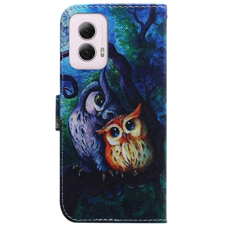 For Motorola Moto G Power 5G 2024 Coloured Drawing Flip Leather Phone Case(Oil Painting Owl) - Motorola Cases by buy2fix | Online Shopping UK | buy2fix