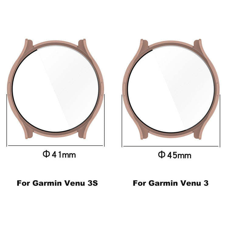 For Garmin Venu 3 PC + Tempered Glass Film Integrated Watch Case(Pink) - Watch Cases by buy2fix | Online Shopping UK | buy2fix