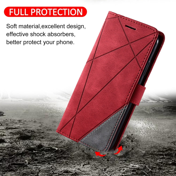 For iPhone 16 Skin Feel Splicing Leather Phone Case(Red) - iPhone 16 Cases by buy2fix | Online Shopping UK | buy2fix