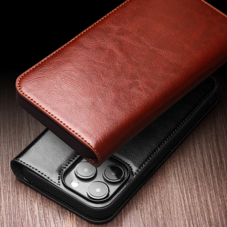 For iPhone 16 Pro Max QIALINO Classic Genuine Leather Phone Case(Brown) - iPhone 16 Pro Max Cases by QIALINO | Online Shopping UK | buy2fix