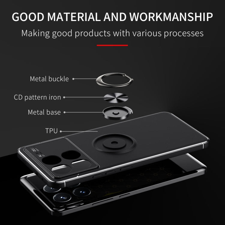 For Xiaomi Redmi K70 / K70 Pro Metal Ring Holder TPU Phone Case(Black+Blue) - K70 Pro Cases by buy2fix | Online Shopping UK | buy2fix