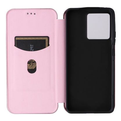 For Motorola Edge 50 Pro Carbon Fiber Texture Flip Leather Phone Case(Pink) - Motorola Cases by buy2fix | Online Shopping UK | buy2fix