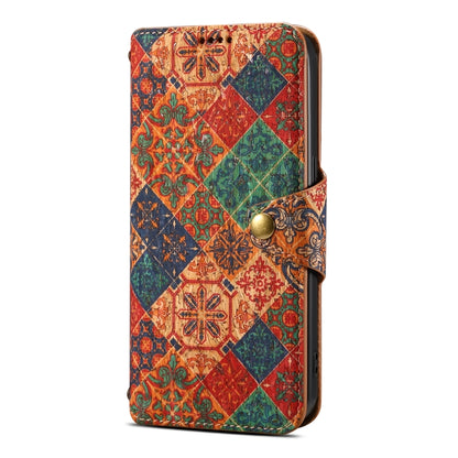 For iPhone 16 Pro Denior Flower Language Series Cork Fabric Oil Edge Leather Phone Case(Winter) - iPhone 16 Pro Cases by Denior | Online Shopping UK | buy2fix