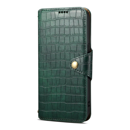 For iPhone 16 Pro Denior Crocodile Texture Oil Edge Leather Phone Case(Green) - iPhone 16 Pro Cases by Denior | Online Shopping UK | buy2fix