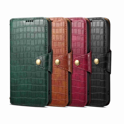 For iPhone 15 Pro Max Denior Crocodile Texture Oil Edge Leather Phone Case(Green) - iPhone 15 Pro Max Cases by Denior | Online Shopping UK | buy2fix