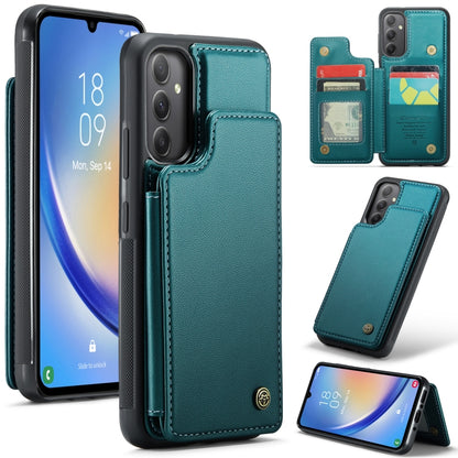 For Samsung Galaxy A34 5G CaseMe C22 Card Slots Holder RFID Anti-theft Phone Case(Blue Green) - Galaxy Phone Cases by CaseMe | Online Shopping UK | buy2fix