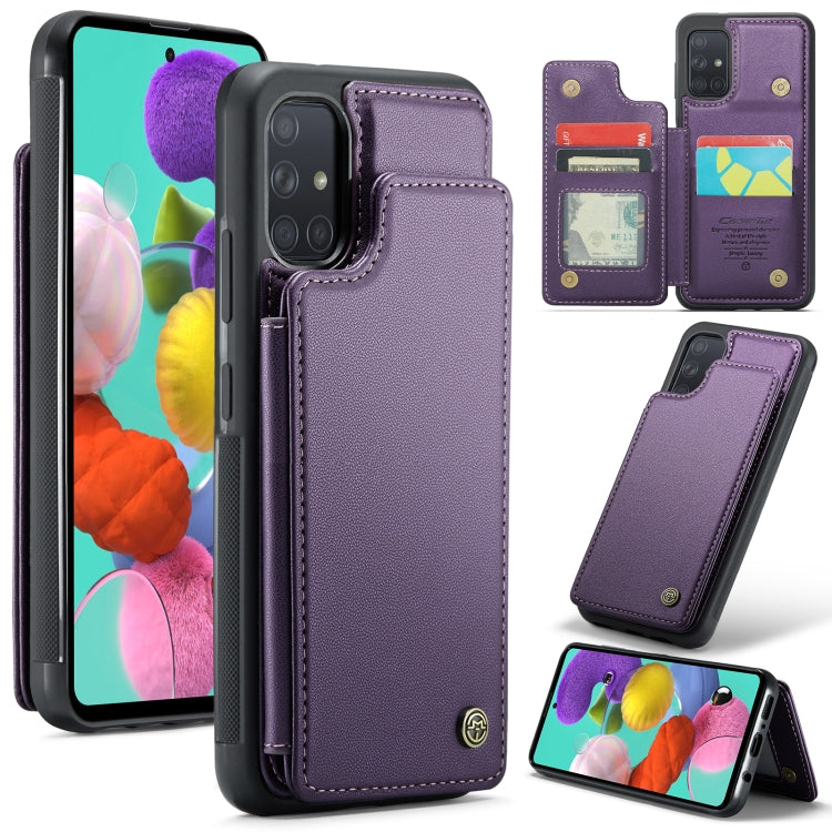 For Samsung Galaxy A51 4G CaseMe C22 Card Slots Holder RFID Anti-theft Phone Case(Purple) - Galaxy Phone Cases by CaseMe | Online Shopping UK | buy2fix