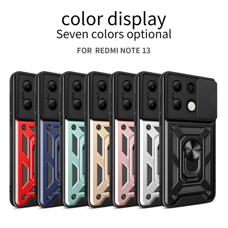 For Xiaomi Redmi Note 13 4G Global Sliding Camera Cover Design TPU Hybrid PC Phone Case(Black) - Note 13 Cases by buy2fix | Online Shopping UK | buy2fix