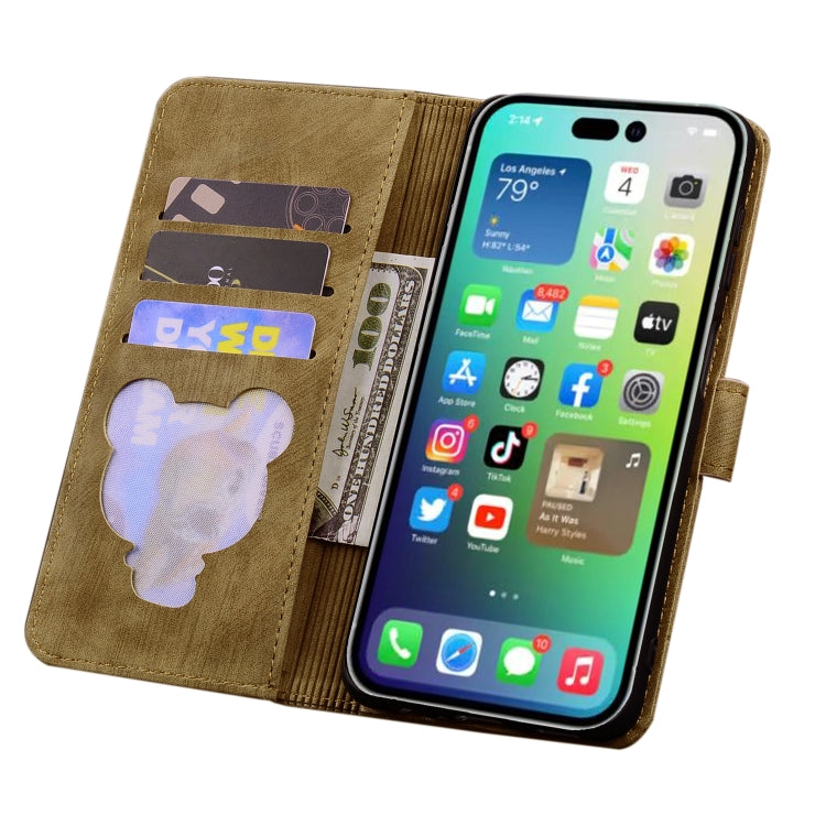 For iPhone 16 Pro Cartoon Sakura Cat Embossed Leather Phone Case(Brown) - iPhone 16 Pro Cases by buy2fix | Online Shopping UK | buy2fix