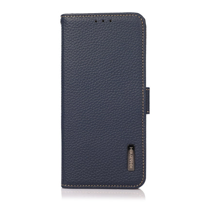 For Xiaomi Redmi K70 Pro KHAZNEH Side-Magnetic Litchi Genuine Leather RFID Phone Case(Blue) - K70 Pro Cases by buy2fix | Online Shopping UK | buy2fix