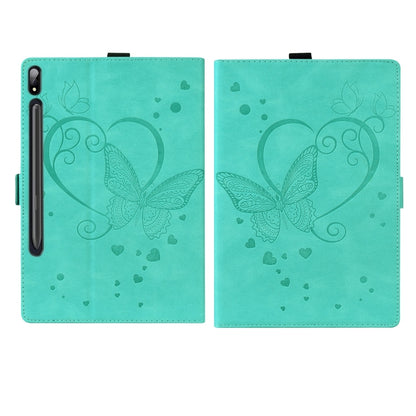 For Samsung Galaxy Tab S9 FE Love Butterfly Embossed Leather Tablet Case(Mint Green) - Other Galaxy Tab PC by buy2fix | Online Shopping UK | buy2fix