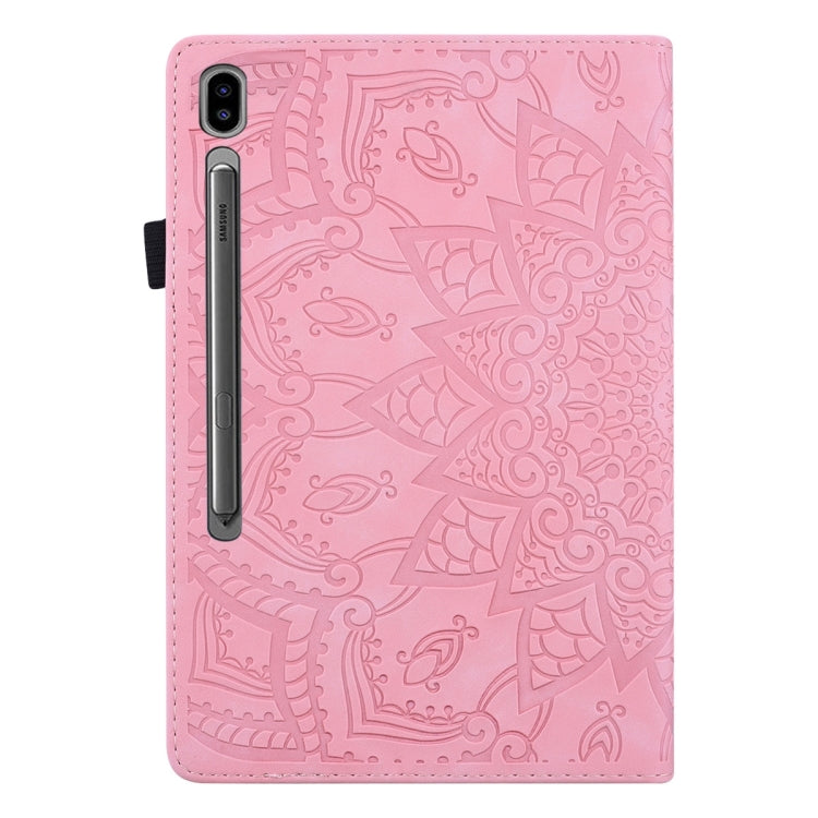 For Samsung Galaxy Tab S9 FE+ Calf Texture Embossed Leather Tablet Case(Pink) - Galaxy Tab S9 FE+ by buy2fix | Online Shopping UK | buy2fix