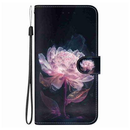 For OnePlus 11 Crystal Texture Colored Drawing Leather Phone Case(Purple Peony) - OnePlus Cases by buy2fix | Online Shopping UK | buy2fix