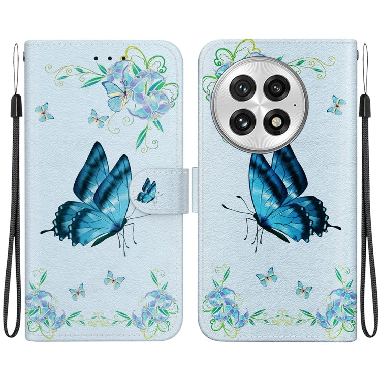 For OnePlus 13 Crystal Texture Colored Drawing Leather Phone Case(Blue Pansies) - OnePlus Cases by buy2fix | Online Shopping UK | buy2fix