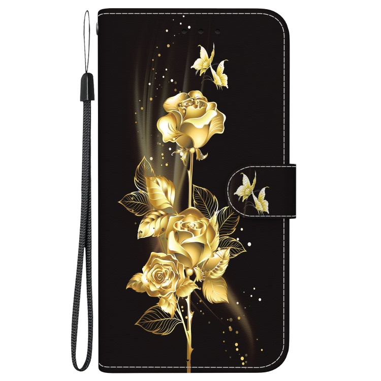 For Google Pixel 9 Pro Crystal Texture Colored Drawing Leather Phone Case(Gold Butterfly Rose) - Google Cases by buy2fix | Online Shopping UK | buy2fix