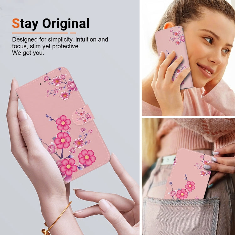 For Google Pixel 9 Pro Crystal Texture Colored Drawing Leather Phone Case(Cherry Blossoms) - Google Cases by buy2fix | Online Shopping UK | buy2fix