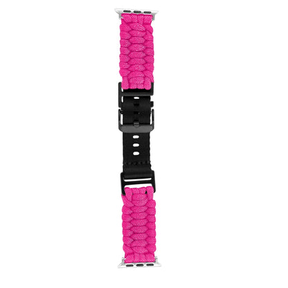 For Apple Watch Ultra 49mm Paracord Plain Braided Webbing Buckle Watch Band(Rose Red) - Watch Bands by buy2fix | Online Shopping UK | buy2fix