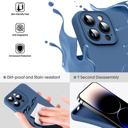 For iPhone 16 Pro Microfiber Liquid Silicone Shockproof Phone Case(Blue) - iPhone 16 Pro Cases by buy2fix | Online Shopping UK | buy2fix