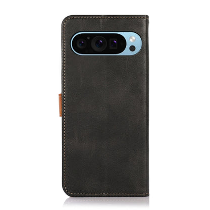 For Google Pixel 9 KHAZNEH Dual-color Cowhide Texture Flip Leather Phone Case(Black) - Google Cases by buy2fix | Online Shopping UK | buy2fix