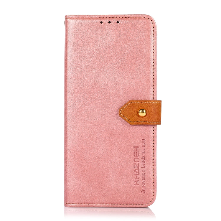 For Google Pixel 9 Pro KHAZNEH Dual-color Cowhide Texture Flip Leather Phone Case(Rose Gold) - Google Cases by buy2fix | Online Shopping UK | buy2fix