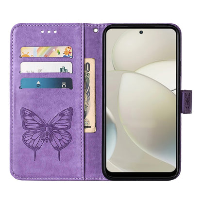 For Motorola Moto G Power 5G 2024 Embossed Butterfly Leather Phone Case(Purple) - Motorola Cases by buy2fix | Online Shopping UK | buy2fix