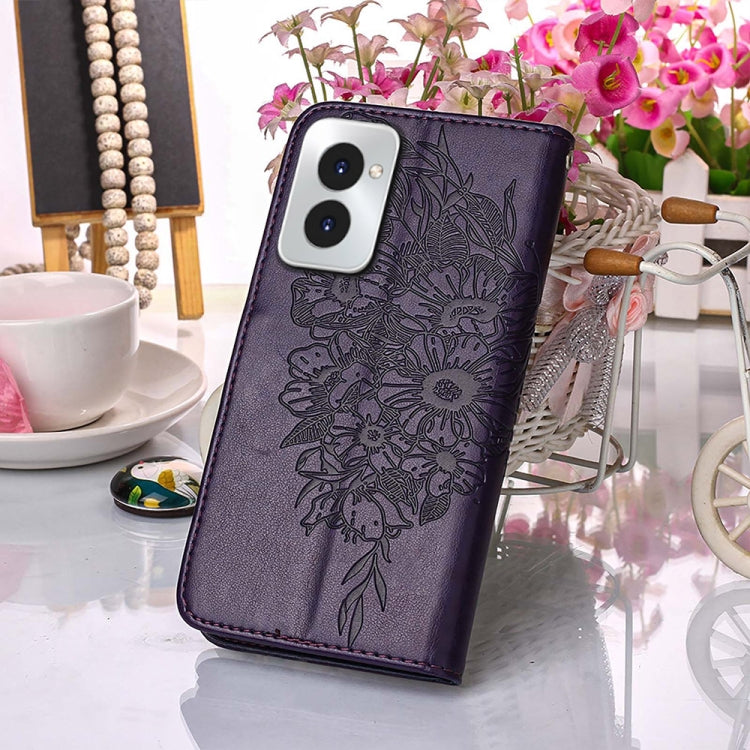 For Motorola Moto G Power 5G 2024 Embossed Butterfly Leather Phone Case(Dark Purple) - Motorola Cases by buy2fix | Online Shopping UK | buy2fix