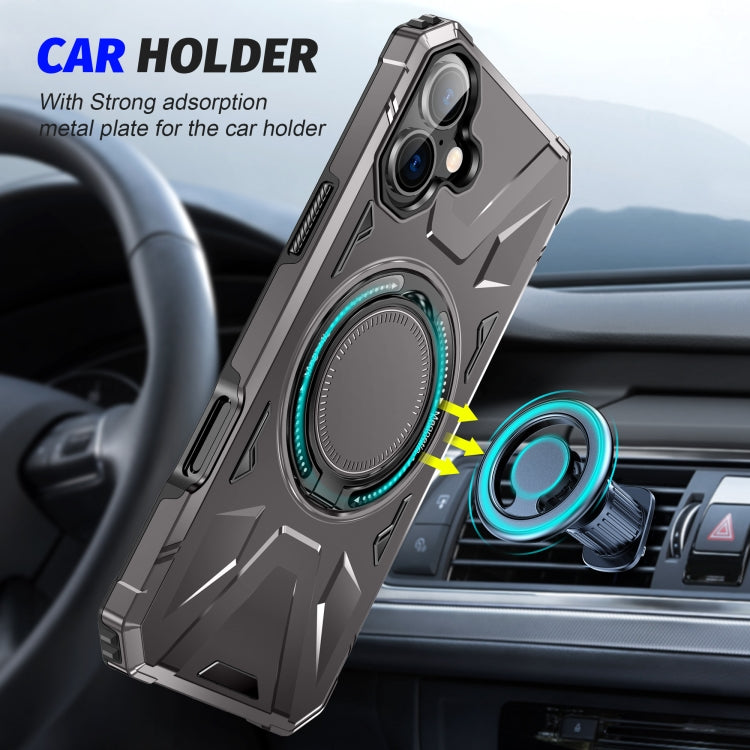 For iPhone 16 Plus MagSafe Magnetic Shockproof Phone Case with Ring Holder(Dark Grey) - iPhone 16 Plus Cases by buy2fix | Online Shopping UK | buy2fix