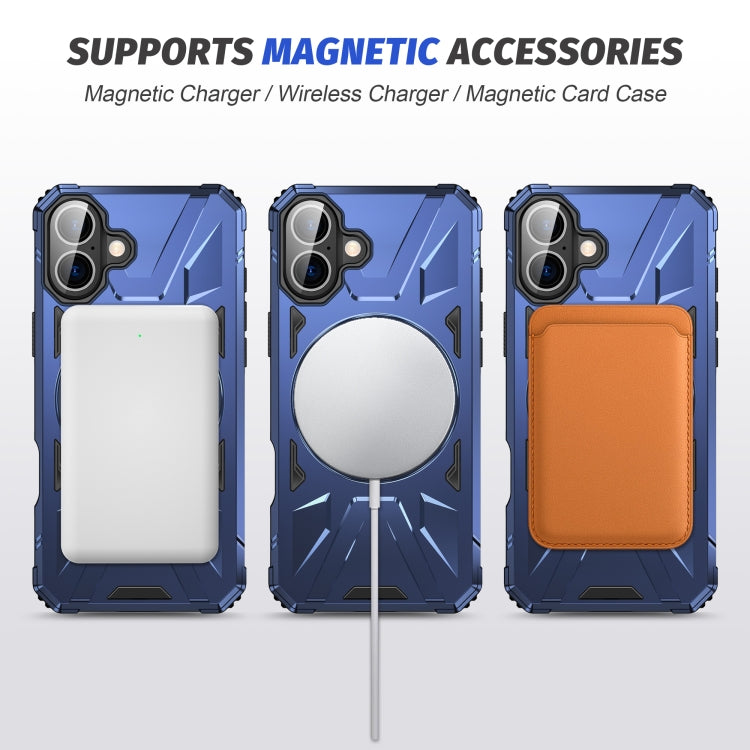 For iPhone 16 MagSafe Magnetic Shockproof Phone Case with Ring Holder(Navy Blue) - iPhone 16 Cases by buy2fix | Online Shopping UK | buy2fix