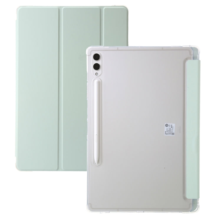 For Samsung Galaxy Tab S9+ 3-Fold Clear Acrylic Leather Tablet Case(Green) - Galaxy Tab S9+ Cases by buy2fix | Online Shopping UK | buy2fix