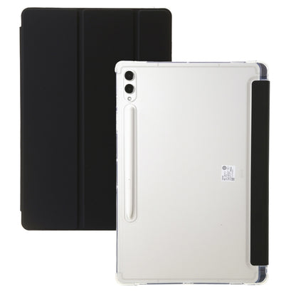 For Samsung Galaxy Tab S9+ 3-Fold Clear Acrylic Leather Tablet Case(Black) - Galaxy Tab S9+ Cases by buy2fix | Online Shopping UK | buy2fix