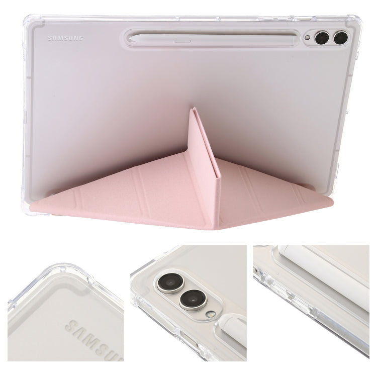 For Samsung Galaxy Tab S9+ Clear Acrylic Deformation Leather Tablet Case(Pink) - Galaxy Tab S9+ Cases by buy2fix | Online Shopping UK | buy2fix