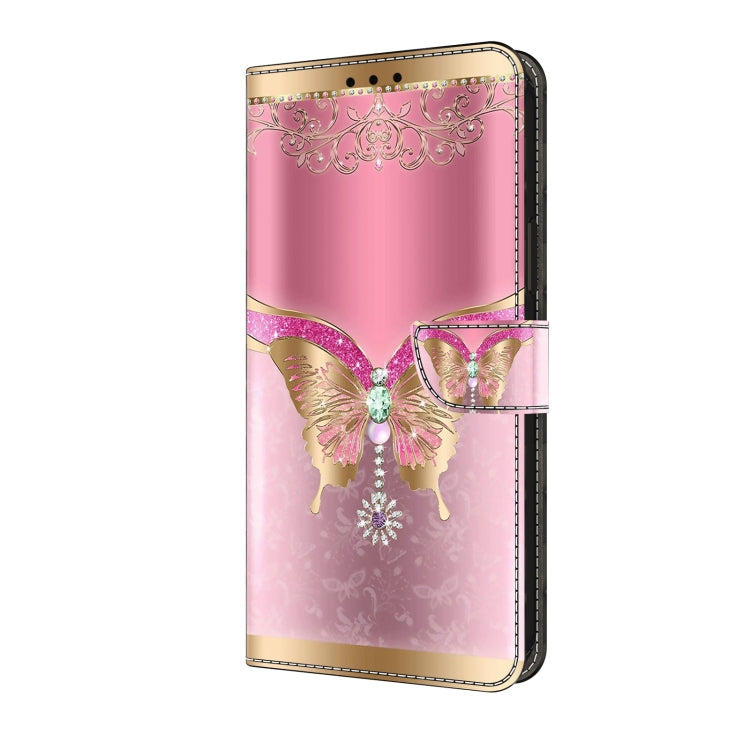 For Motorola Moto G Play 2024 Crystal 3D Shockproof Protective Leather Phone Case(Pink Bottom Butterfly) - Motorola Cases by buy2fix | Online Shopping UK | buy2fix