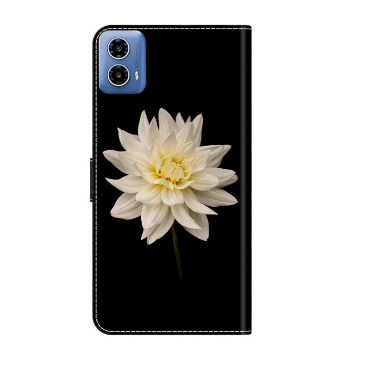 For Motorola Moto G24 Power Crystal 3D Shockproof Protective Leather Phone Case(White Flower) - Motorola Cases by buy2fix | Online Shopping UK | buy2fix