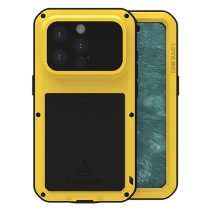 For iPhone 15 Pro LOVE MEI Metal Shockproof Life Waterproof Dustproof Phone Case(Yellow) - iPhone 15 Pro Cases by LOVE MEI | Online Shopping UK | buy2fix