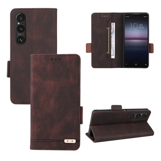 For Sony Xperia 1 VI 2024 Magnetic Clasp Leather Phone Case(Brown) - Sony Cases by buy2fix | Online Shopping UK | buy2fix