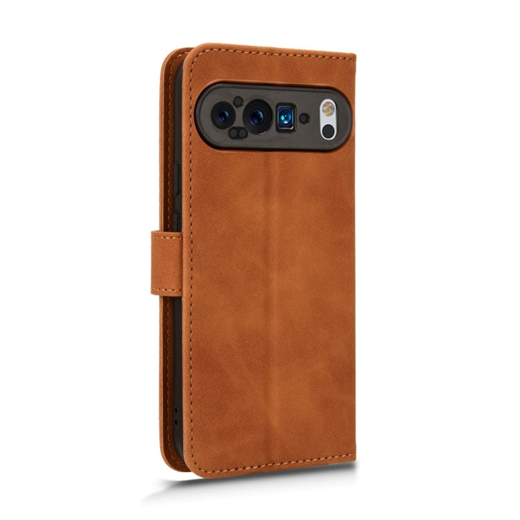 For Google Pixel 9 Pro Skin Feel Magnetic Flip Leather Phone Case(Brown) - Google Cases by buy2fix | Online Shopping UK | buy2fix