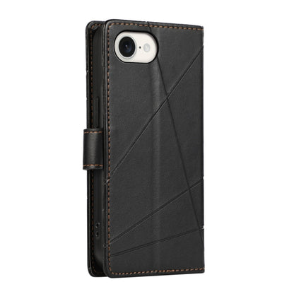 For iPhone SE 2024 PU Genuine Leather Texture Embossed Line Phone Case(Black) - More iPhone Cases by buy2fix | Online Shopping UK | buy2fix