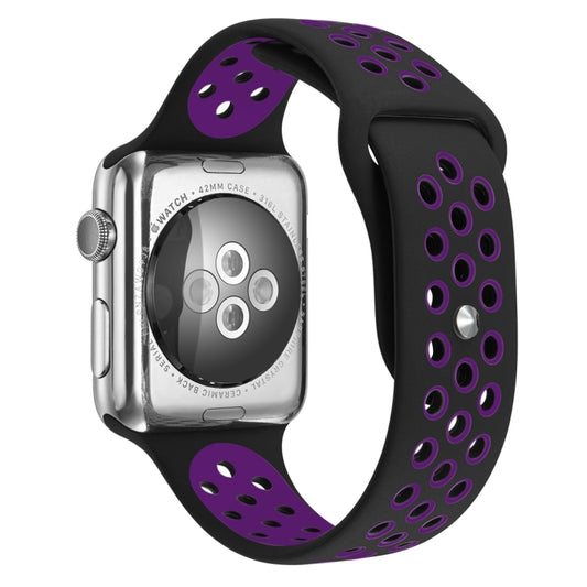 For Apple Watch Series 7 41mm / 6 & SE & 5 & 4 40mm / 3 & 2 & 1 38mm Sport Silicone Watch Band Standard Edition(Black Purple) - Watch Bands by buy2fix | Online Shopping UK | buy2fix