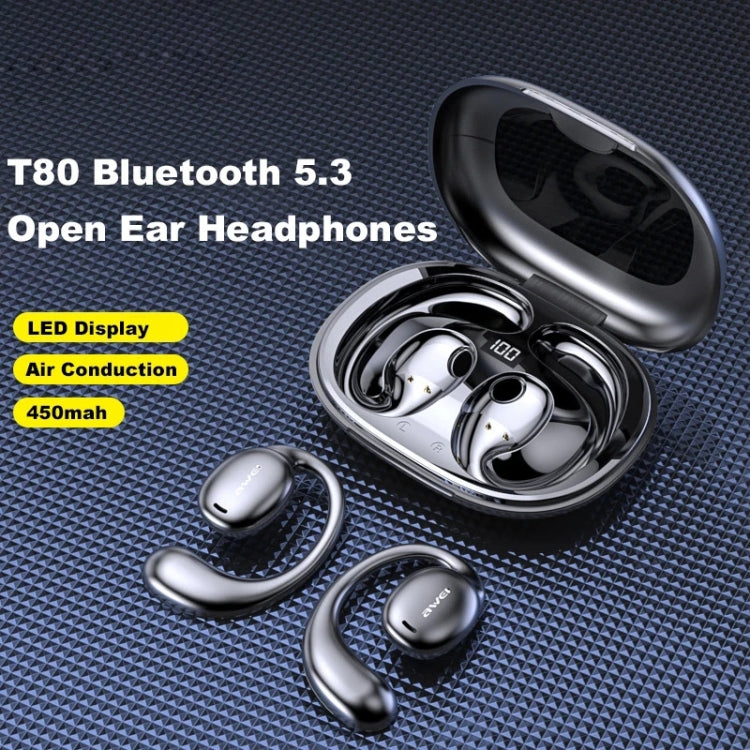 awei T80 Air Conduction Sport TWS Bluetooth Earbuds(Black) - TWS Earphone by awei | Online Shopping UK | buy2fix