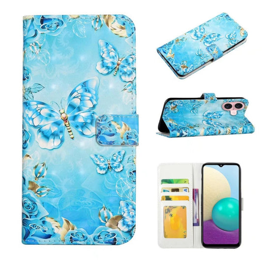 For iPhone 16 Oil Embossed 3D Drawing Leather Phone Case(Blue Butterflies) - iPhone 16 Cases by buy2fix | Online Shopping UK | buy2fix