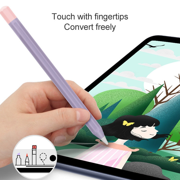 For Apple Pencil 1 Stylus Touch Pen Split Contrast Color Silicone Protective Case(Macaron Pink) - Pencil Accessories by buy2fix | Online Shopping UK | buy2fix