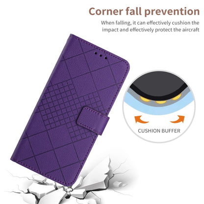 For iPhone 16 Pro Rhombic Grid Texture Leather Phone Case(Purple) - iPhone 16 Pro Cases by buy2fix | Online Shopping UK | buy2fix