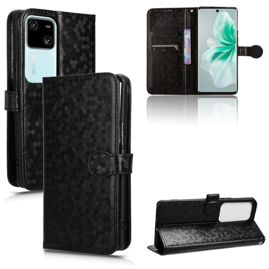 For vivo S18 5G / V30 5G Honeycomb Dot Texture Leather Phone Case(Black) - S18 Cases by buy2fix | Online Shopping UK | buy2fix